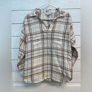 Women’s Loft Pullover VNeck Collared Flannel Size Medium